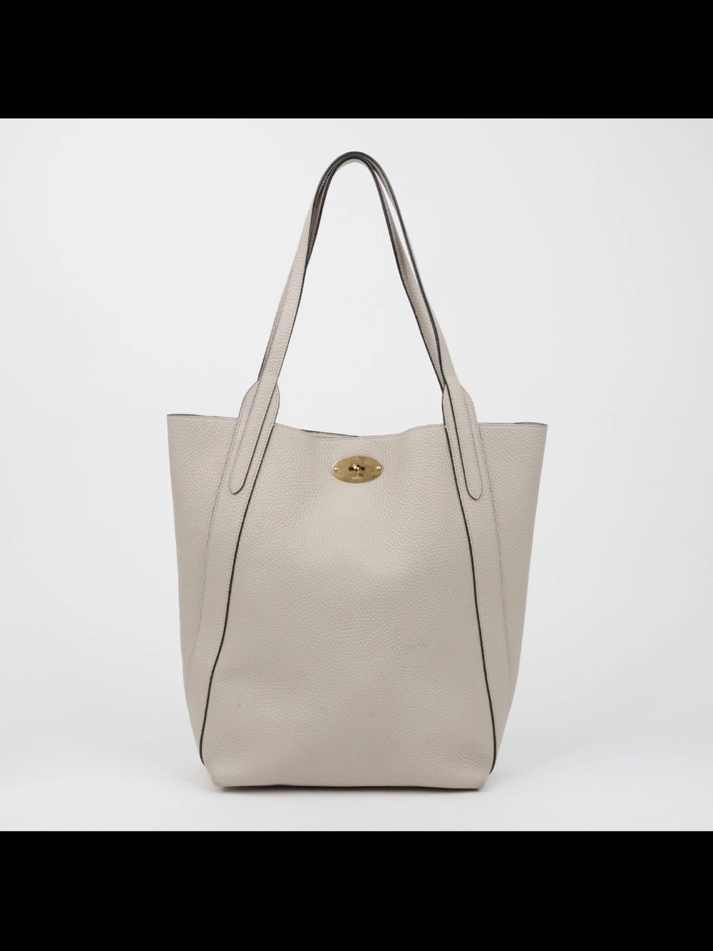 Mulberry Cream Pebbled Leather Tote with Gold Turn-Lock